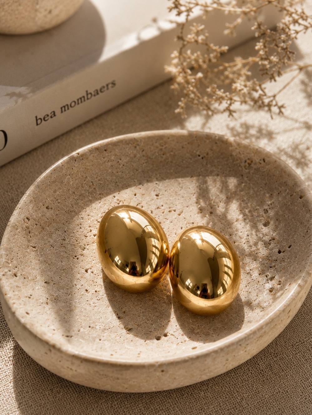 Gold Dome Statement Earrings - Women Jewelry R 455